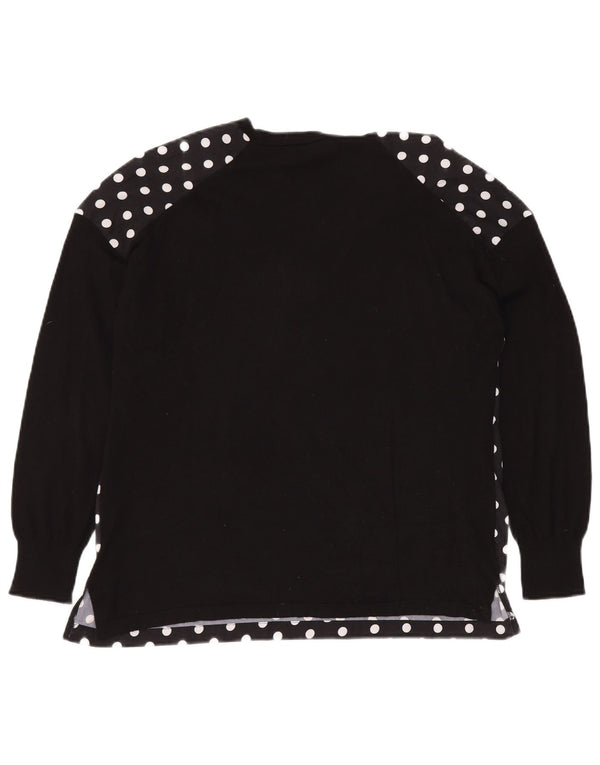 ZARA Womens V-Neck Jumper Sweater UK 16 Large Black Polka Dot