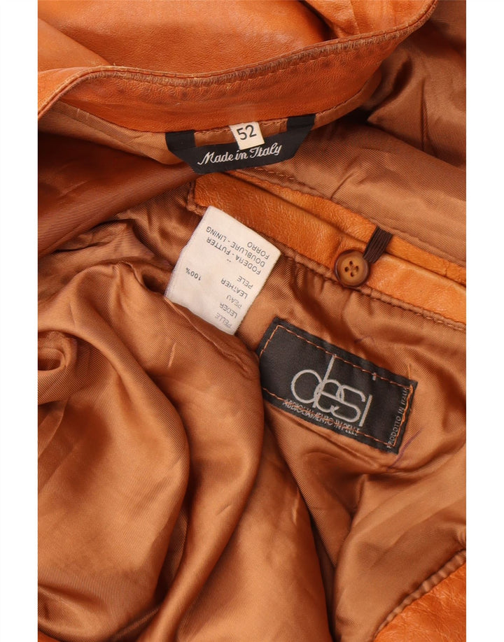 Desi Mens Leather Jacket IT 52 XL Brown Leather