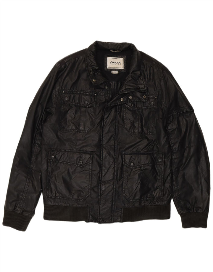 Geox Mens Respira Bomber Jacket UK 42 XL Black Polyester