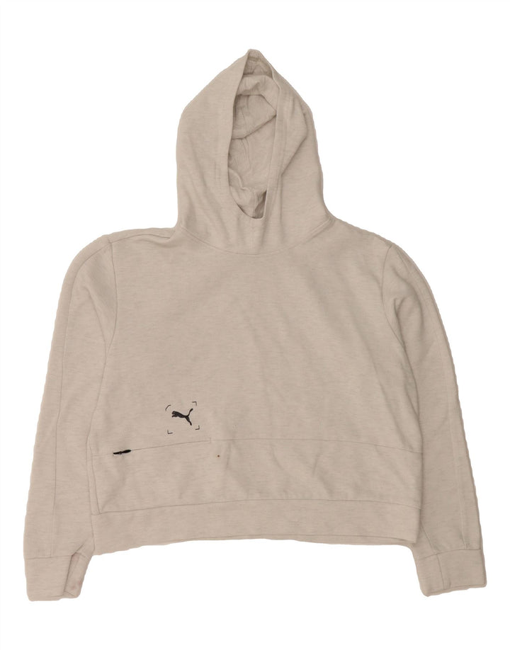 PUMA Womens Crop Hoodie Jumper UK 14 Medium Grey Vintage Puma and Second-Hand Puma from Messina Hembry 