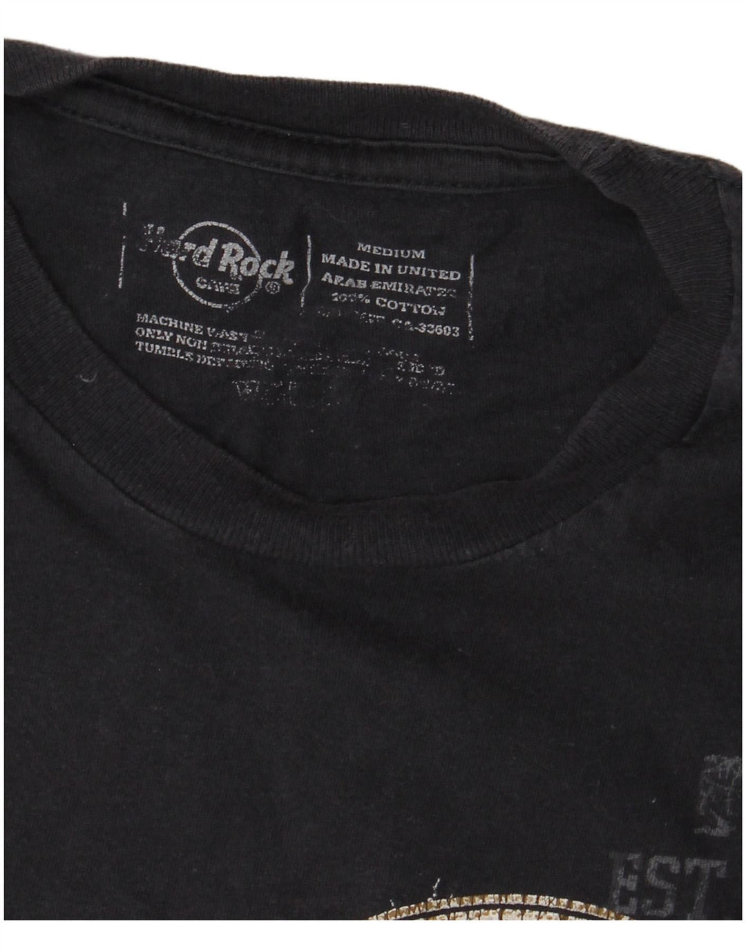 HARD ROCK CAFE Mens Munich Graphic T-Shirt Top Medium Navy Blue Cotton