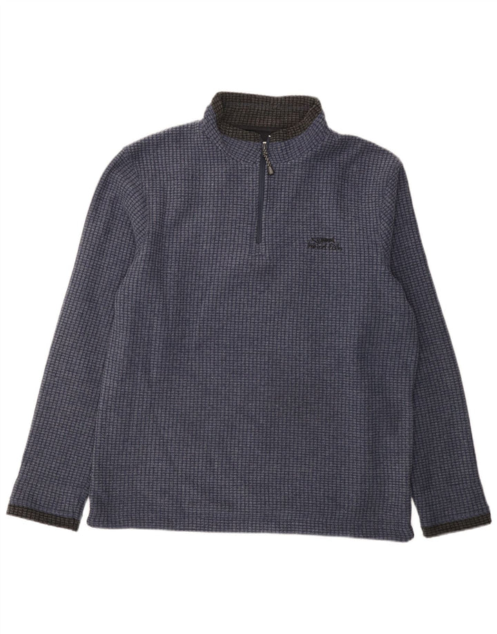 Weird Fish Mens Zip Neck Fleece Jumper Large Navy Blue Polyester