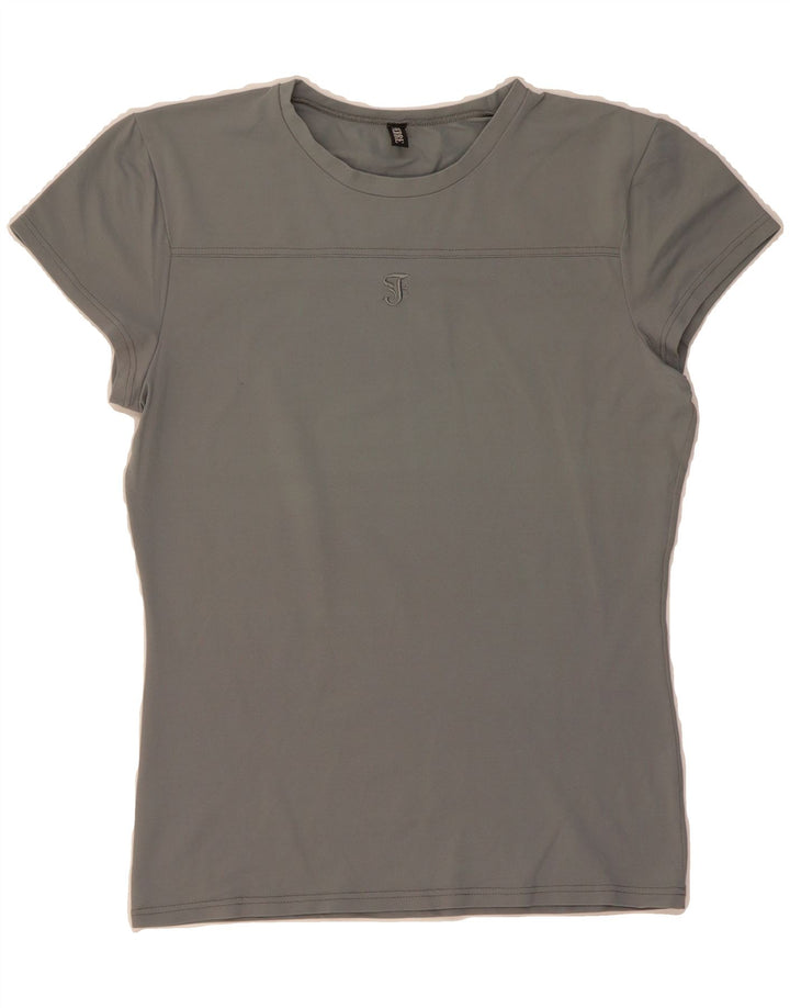 FERRE Womens T-Shirt Top UK 12 Medium Grey Polyamide Vintage Ferre and Second-Hand Ferre from Messina Hembry 