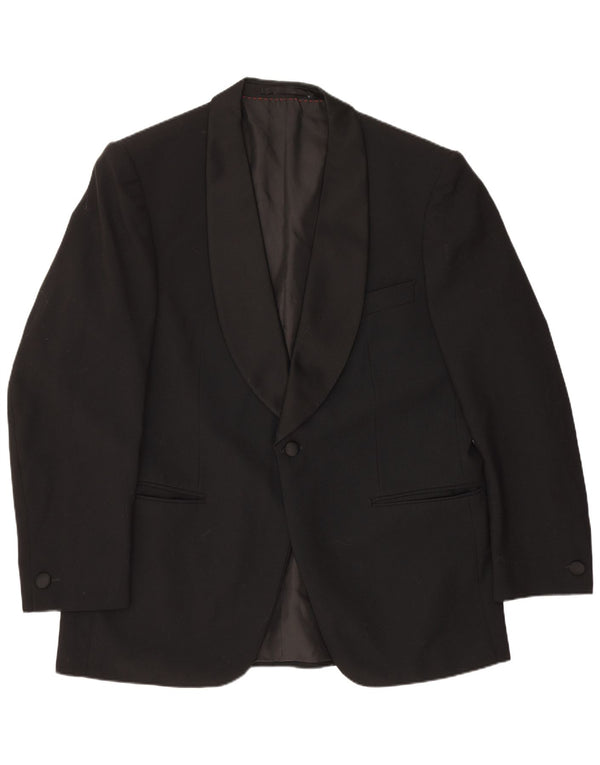 Wilvorst Mens 1 Button Blazer Jacket UK 40 Large Black New Wool