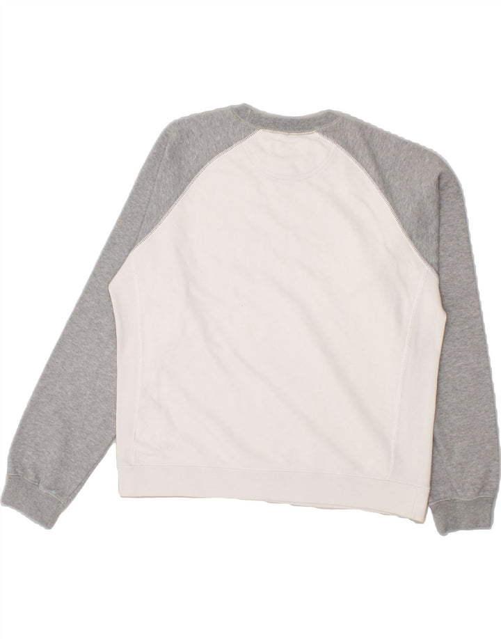 CHAMPION Womens Crop Sweatshirt Jumper UK 14 Medium White Colourblock Vintage Champion and Second-Hand Champion from Messina Hembry 