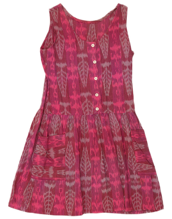 Vintage Womens Sleeveless A-Line Dress UK 16 Large Pink Floral
