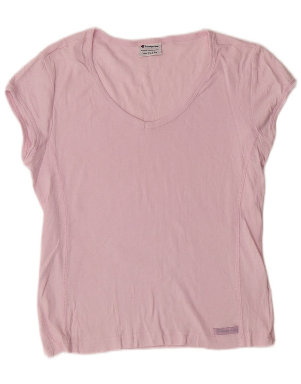 CHAMPION Womens T-Shirt Top UK 14 Large Pink Cotton