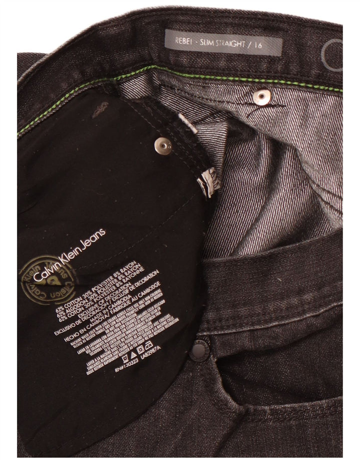 CALVIN KLEIN Girls Rebel Straight Jeans 15-16 Years W30 L29 Black Classic