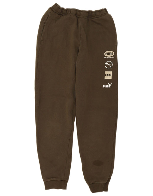 Puma Boys Graphic Tracksuit Trousers Joggers 13-14 Years Khaki Cotton