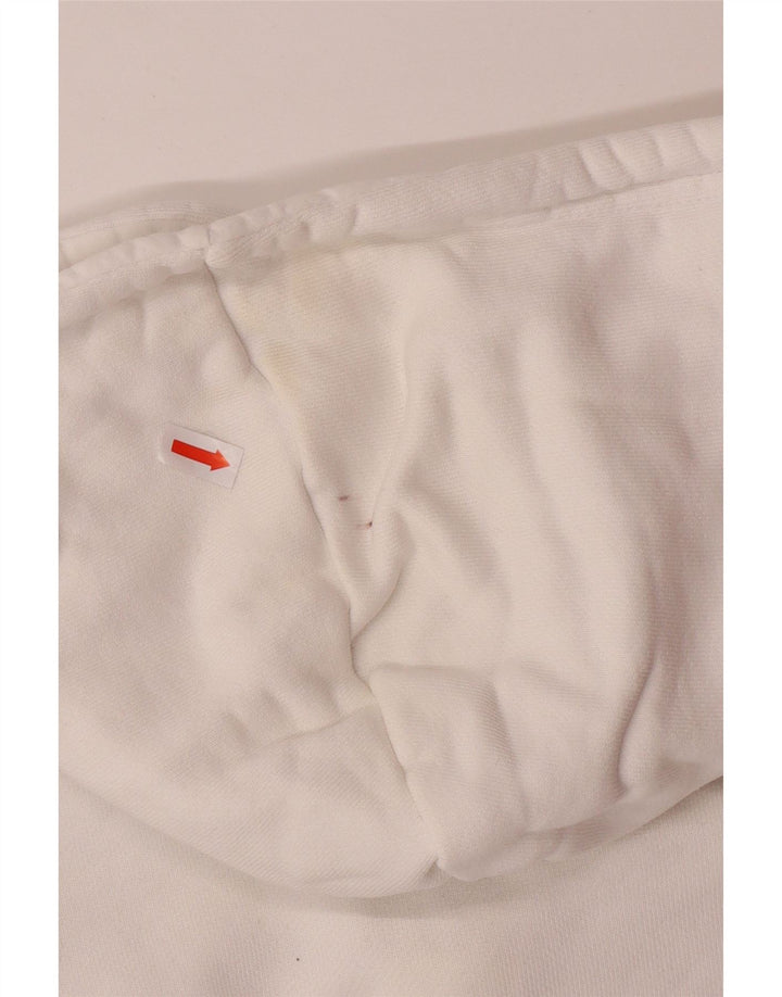 ADIDAS Womens Crop Graphic Hoodie Jumper UK 8 Small White Cotton