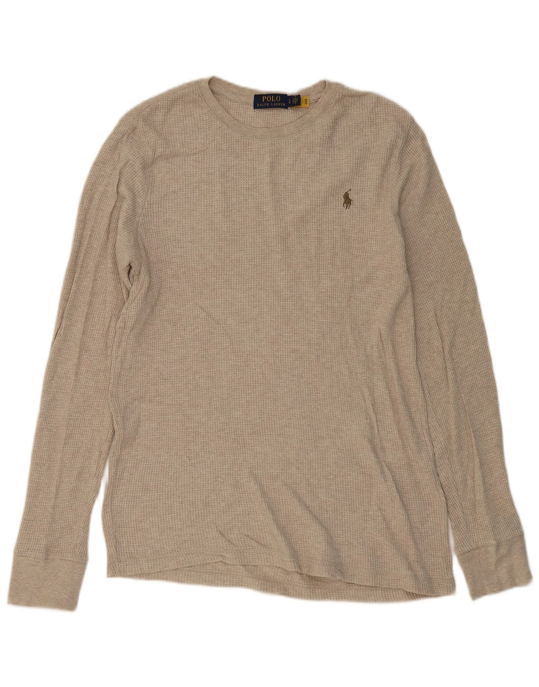 POLO RALPH LAUREN Mens Top Long Sleeve Large Beige Cotton