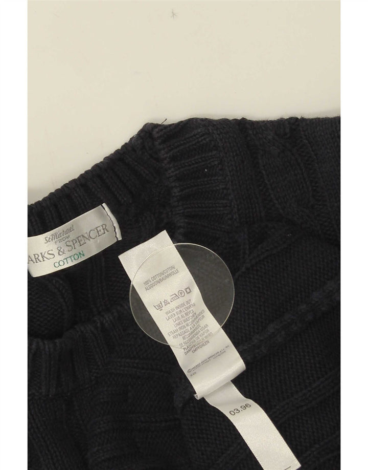 Marks & Spencer Mens Crew Neck Jumper Sweater Medium Navy Blue Cotton