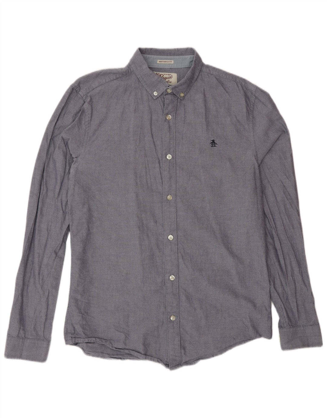 Penguin Mens Heritage Slim Fit Shirt Medium Blue Cotton