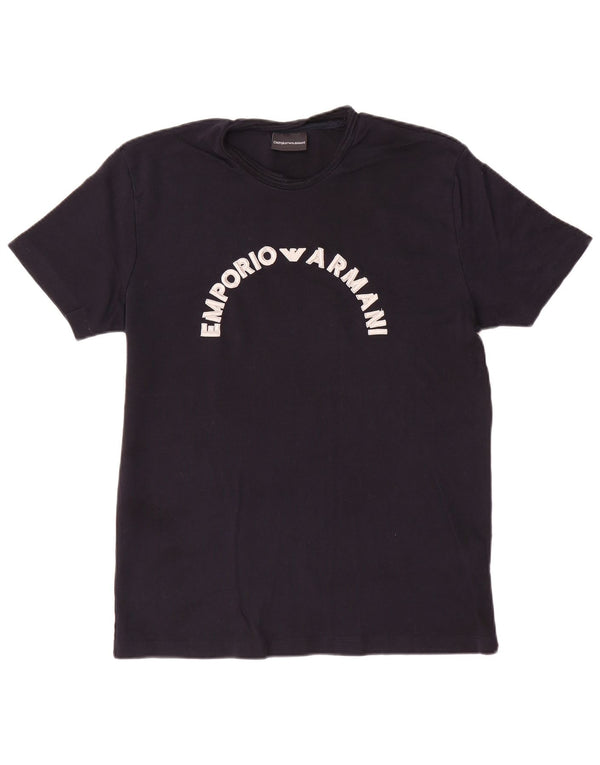 Emporio Armani Mens Graphic T-Shirt Top Medium Black Cotton