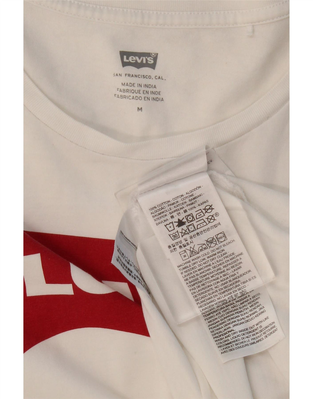 LEVI'S Womens Graphic T-Shirt Top UK 12 Medium White Cotton