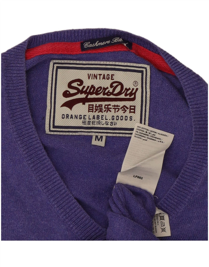 SUPERDRY Womens V-Neck Jumper Sweater UK 14 Medium Purple Cotton