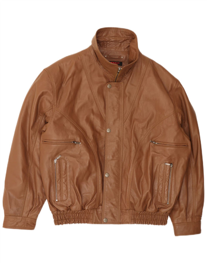 MADDOX Mens Leather Jacket UK 42 XL Brown Leather