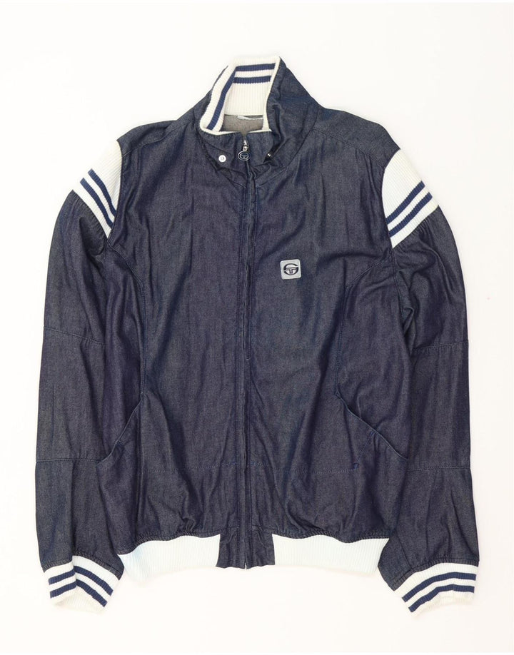 SERGIO TACCHINI Mens Bomber Jacket UK 40 Large Navy Blue Colourblock