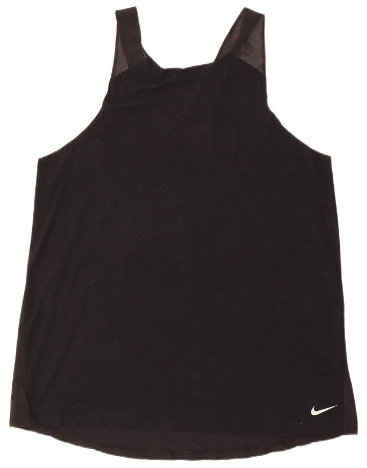 NIKE Womens Vest Top UK 18 XL Black Colourblock Polyester