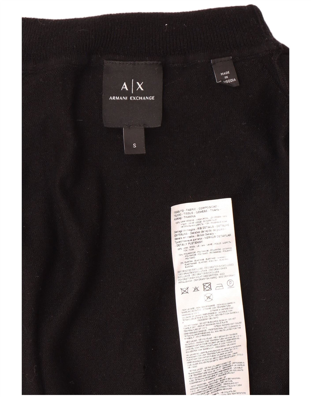 Armani Exchange Mens Roll Neck Jumper Sweater Small Black Virgin Wool