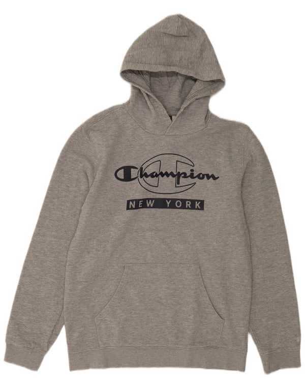 Champion Mens New York Graphic Hoodie Jumper Large Grey Cotton
