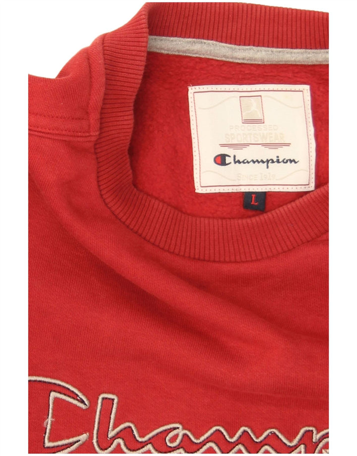 Champion Mens Graphic Sweatshirt Jumper Large Red Cotton