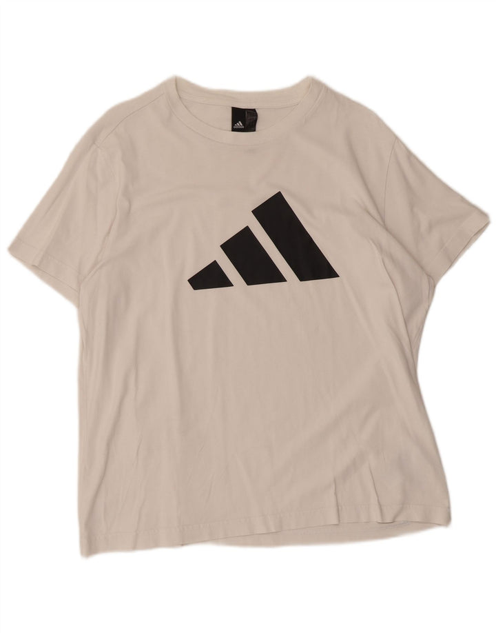 ADIDAS Womens Graphic T-Shirt Top UK 16/18 Large White Cotton