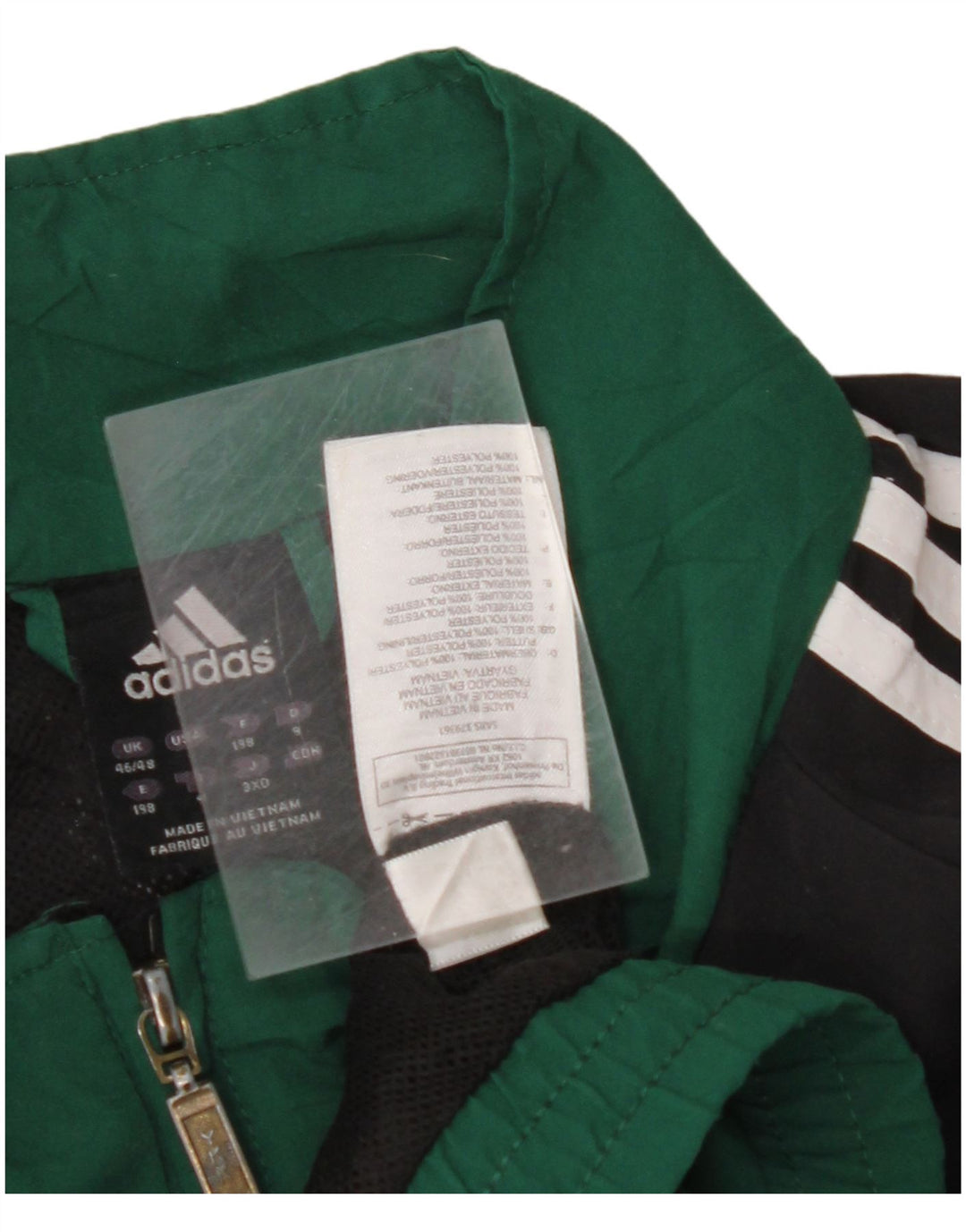 ADIDAS Mens Tracksuit Top Jacket UK 46/48 XL Green Colourblock Polyester