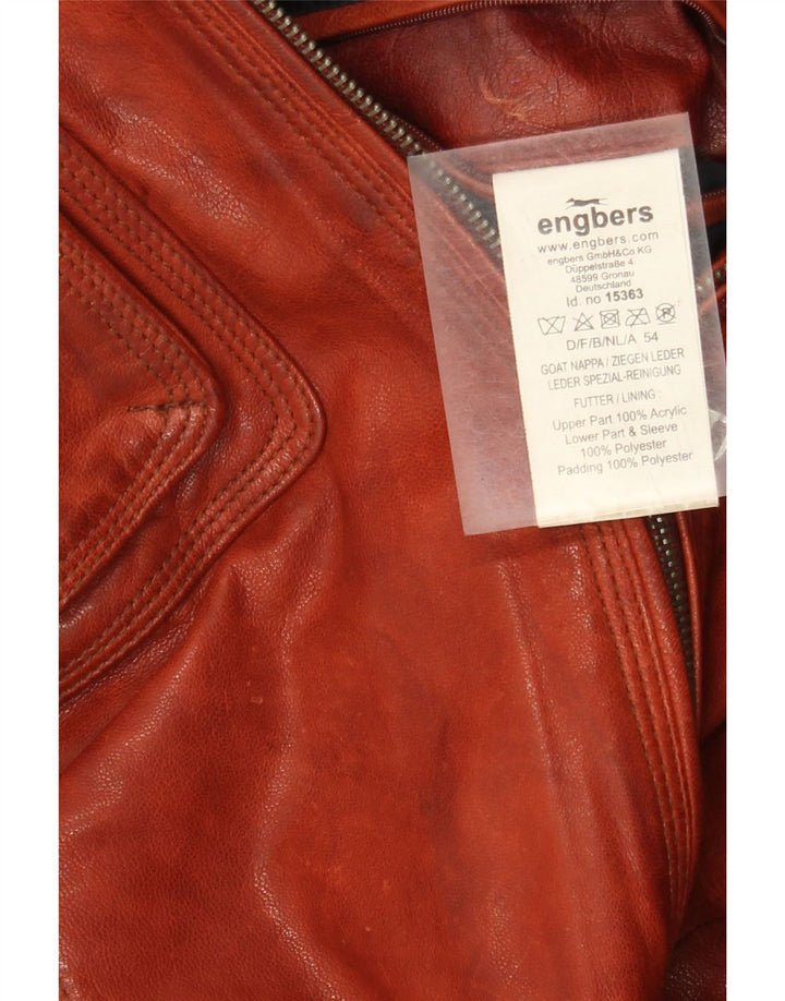 Engbers Mens Leather Jacket EU 54 2XL Brown Leather