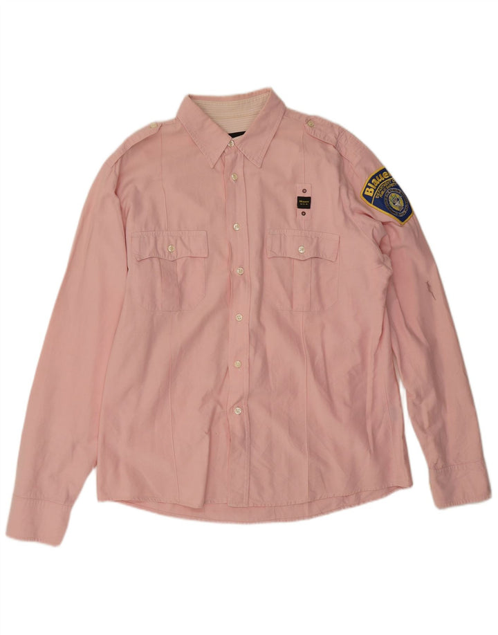 Blauer Mens Military Shirt 2XL Pink Cotton