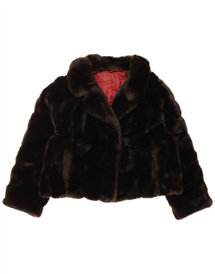 TISSAVEL Womens Faux Fur Jacket UK 18 XL Brown Polyacrylic