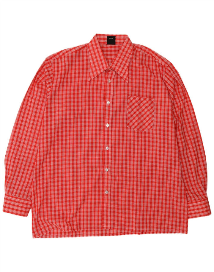 Vintage Mens Shirt XL Red Check Polyester
