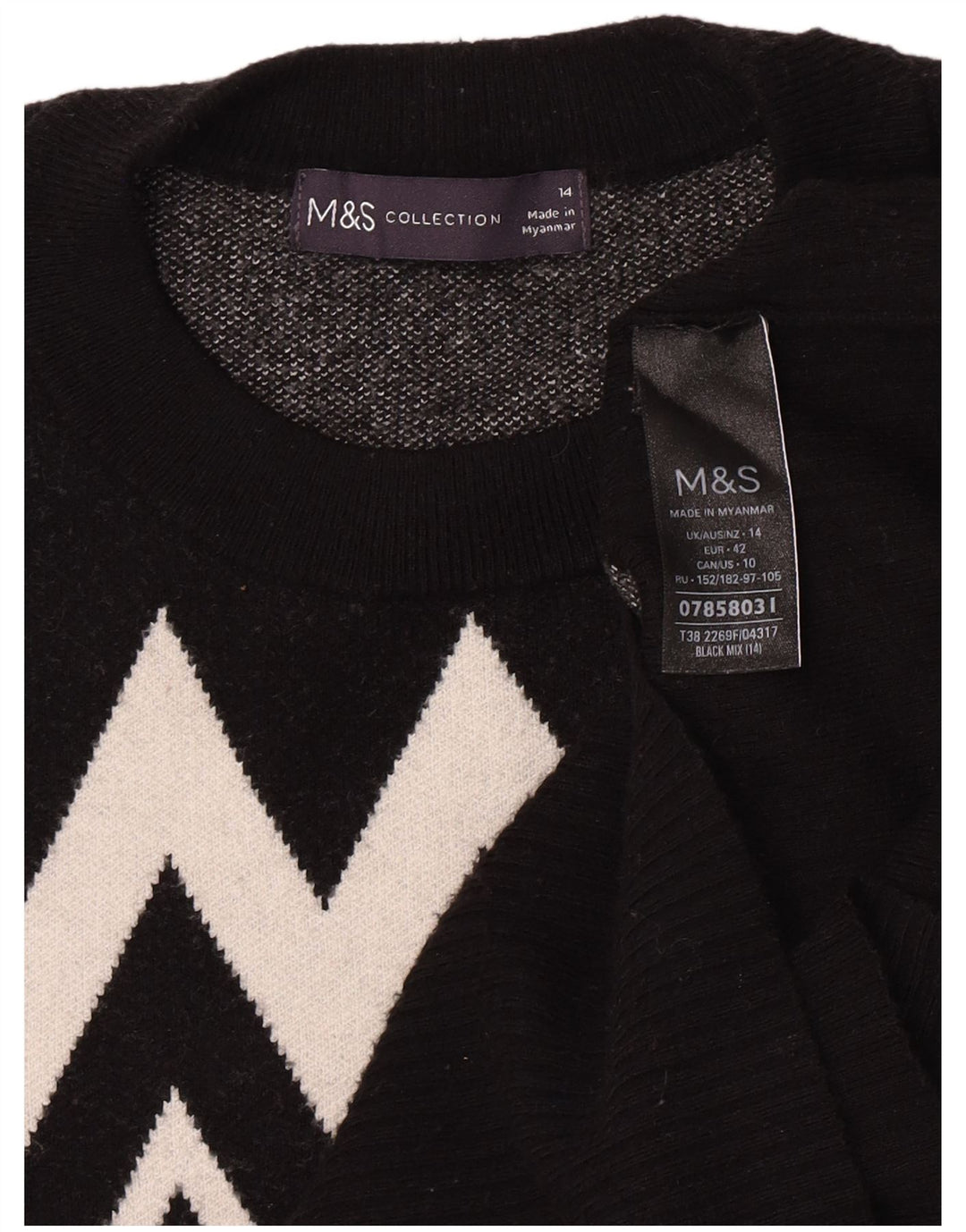 Marks & Spencer Womens Crew Neck Jumper Sweater UK 14 Medium Black