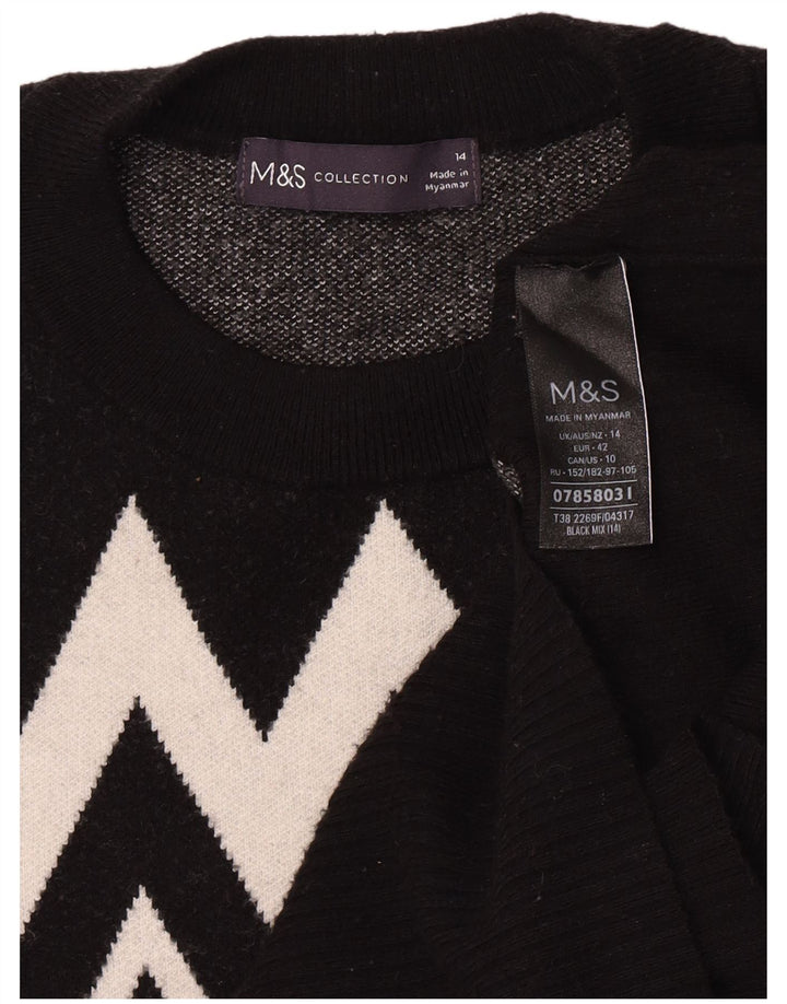 Marks & Spencer Womens Crew Neck Jumper Sweater UK 14 Medium Black