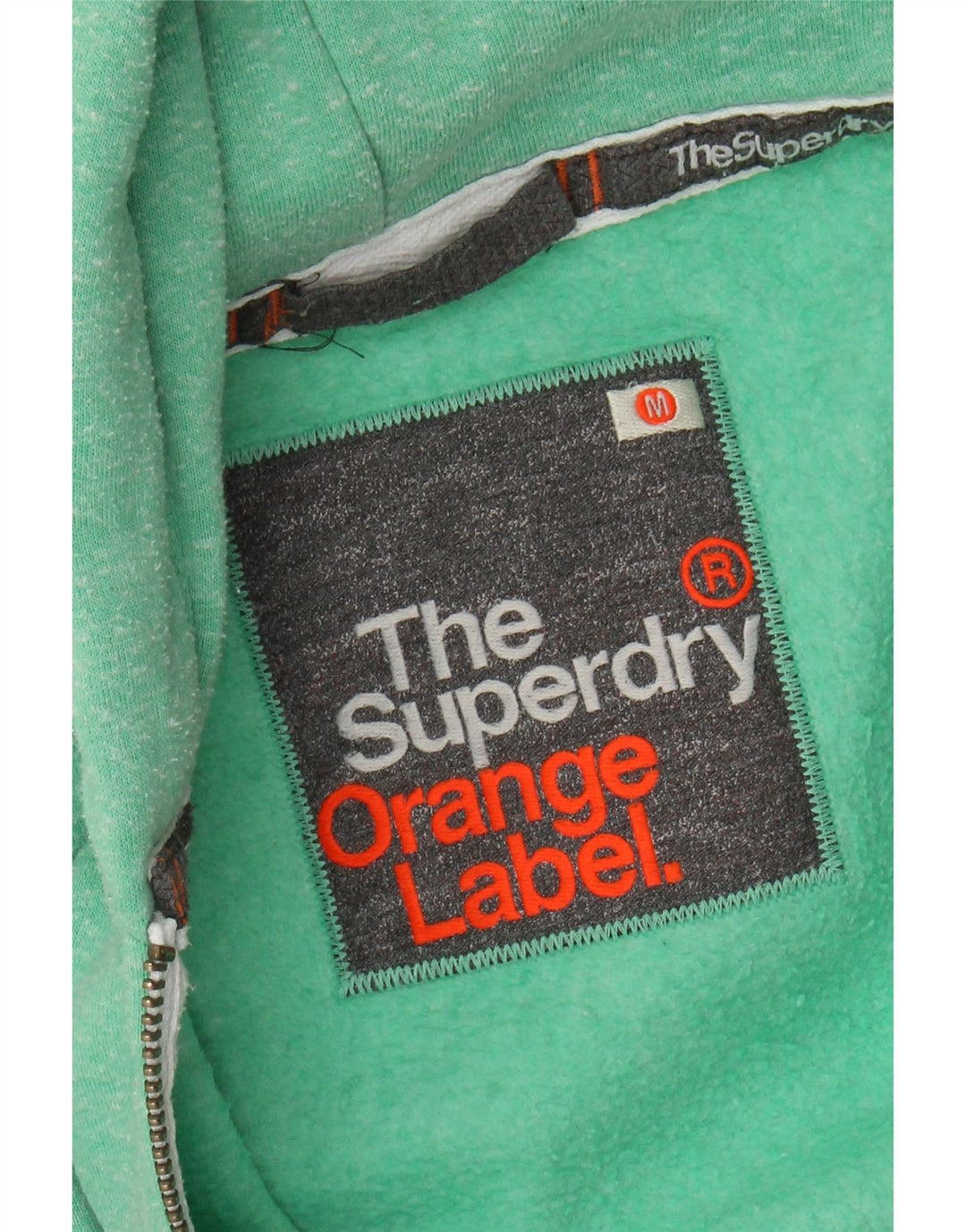 Superdry Womens Zip Hoodie Sweater UK 12 Medium Green Flecked Cotton