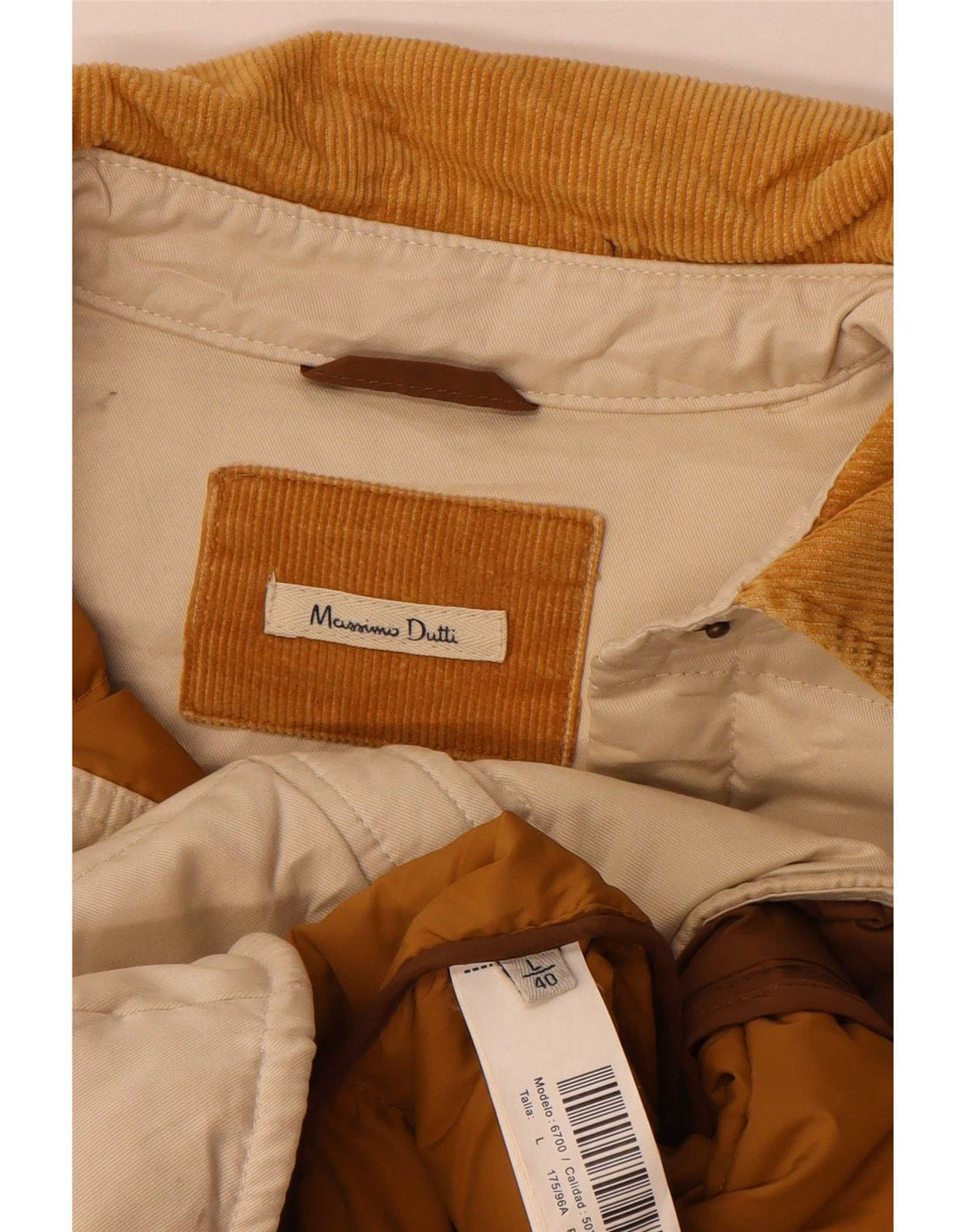 Massimo Dutti Womens Padded Jacket UK 16 Large Beige Cotton