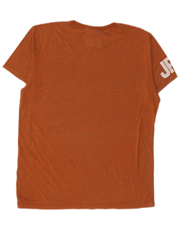SUPERDRY Mens Graphic T-Shirt Top XL Orange Flecked Cotton