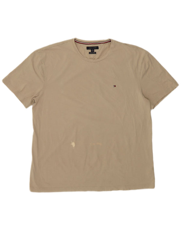 Tommy Hilfiger Mens Slim Fit T-Shirt Top 2XL Beige Cotton
