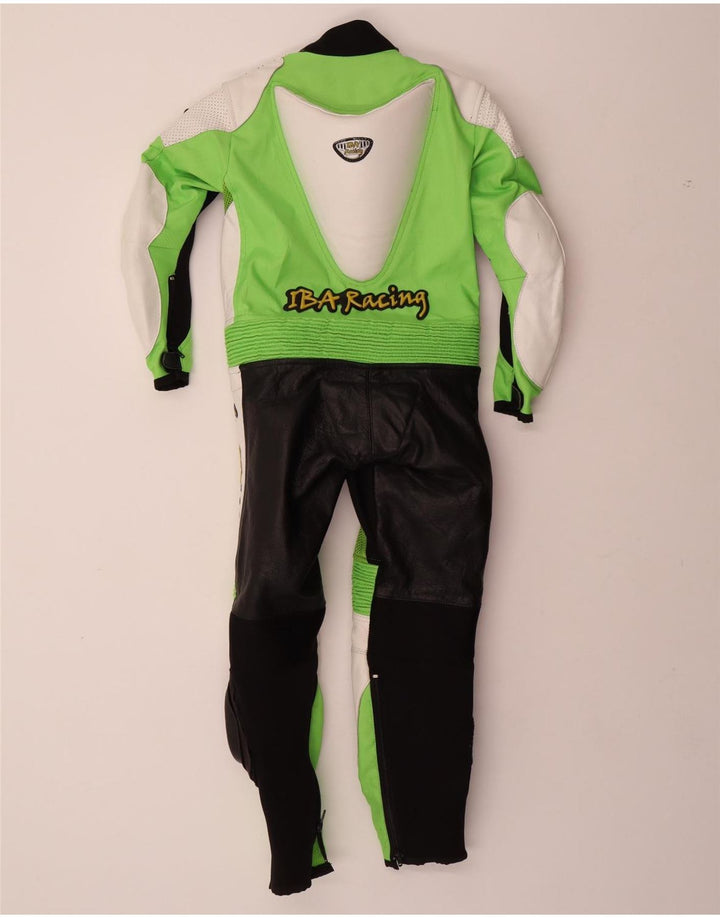 VINTAGE Boys Motorcycle Graphic Jumpsuit 6-7 Years Small Green Colourblock