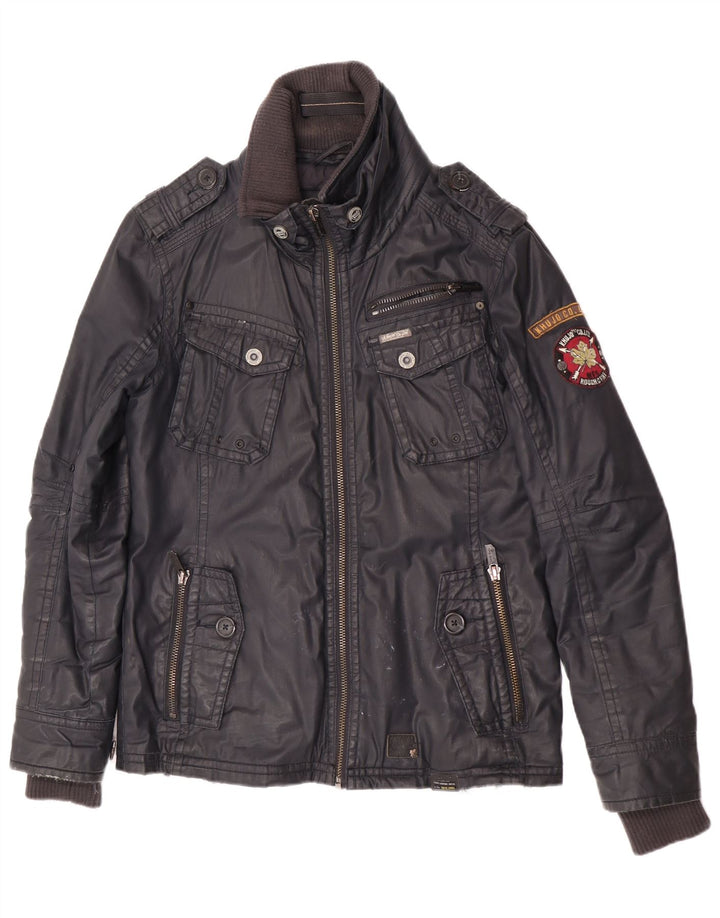 KHUJO Mens Utility Jacket UK 36 Small Navy Blue