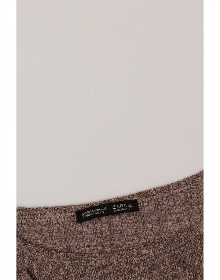 Zara Womens Top 3/4 Sleeve UK 10 Small Pink