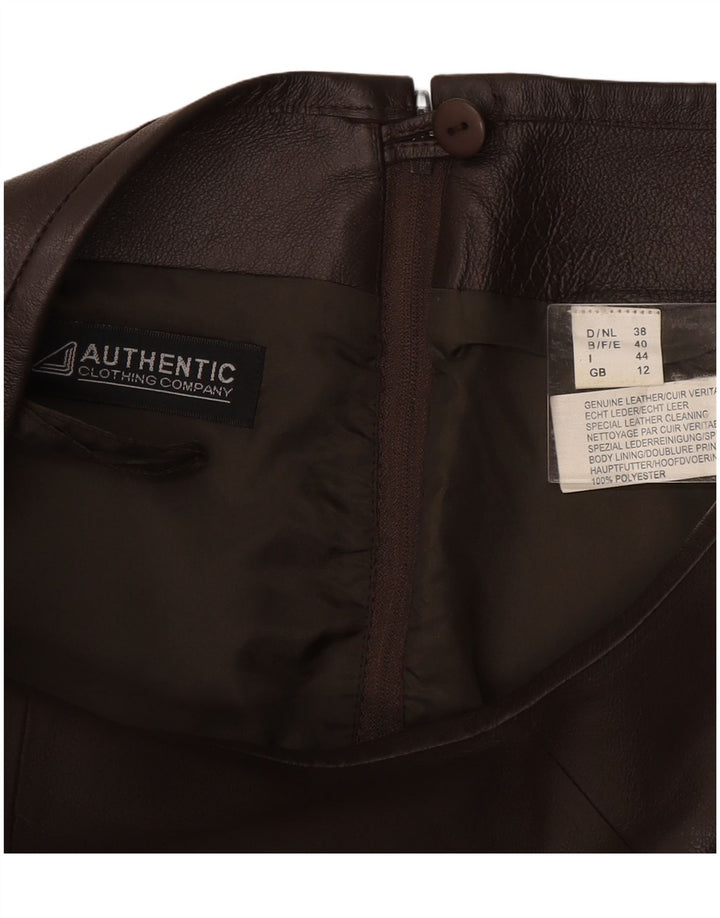 VINTAGE Womens Leather Skirt UK 12 Medium W28 Brown Leather