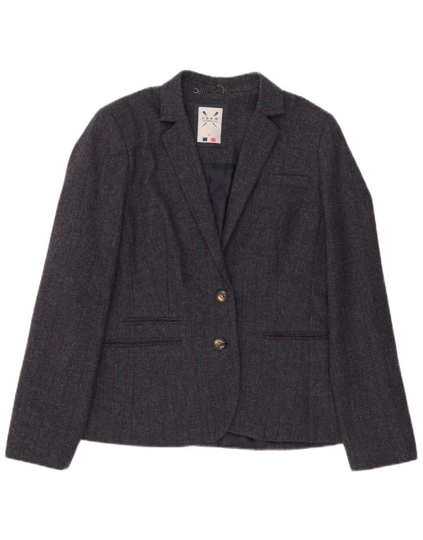 Crew Clothing Womens 2 Button Blazer Jacket UK 14 Large Grey Pinstripe Wool