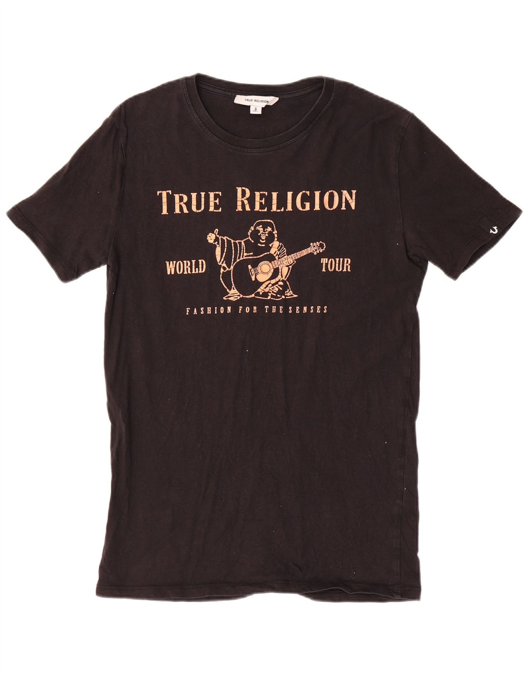 True Religion Mens Graphic T-Shirt Top Small Black Cotton