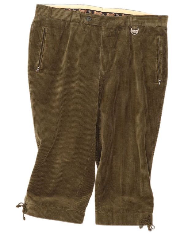 Rodeo Womens Riding Capri Corduroy Trousers IT 52 XL W36 L18 Khaki Cotton