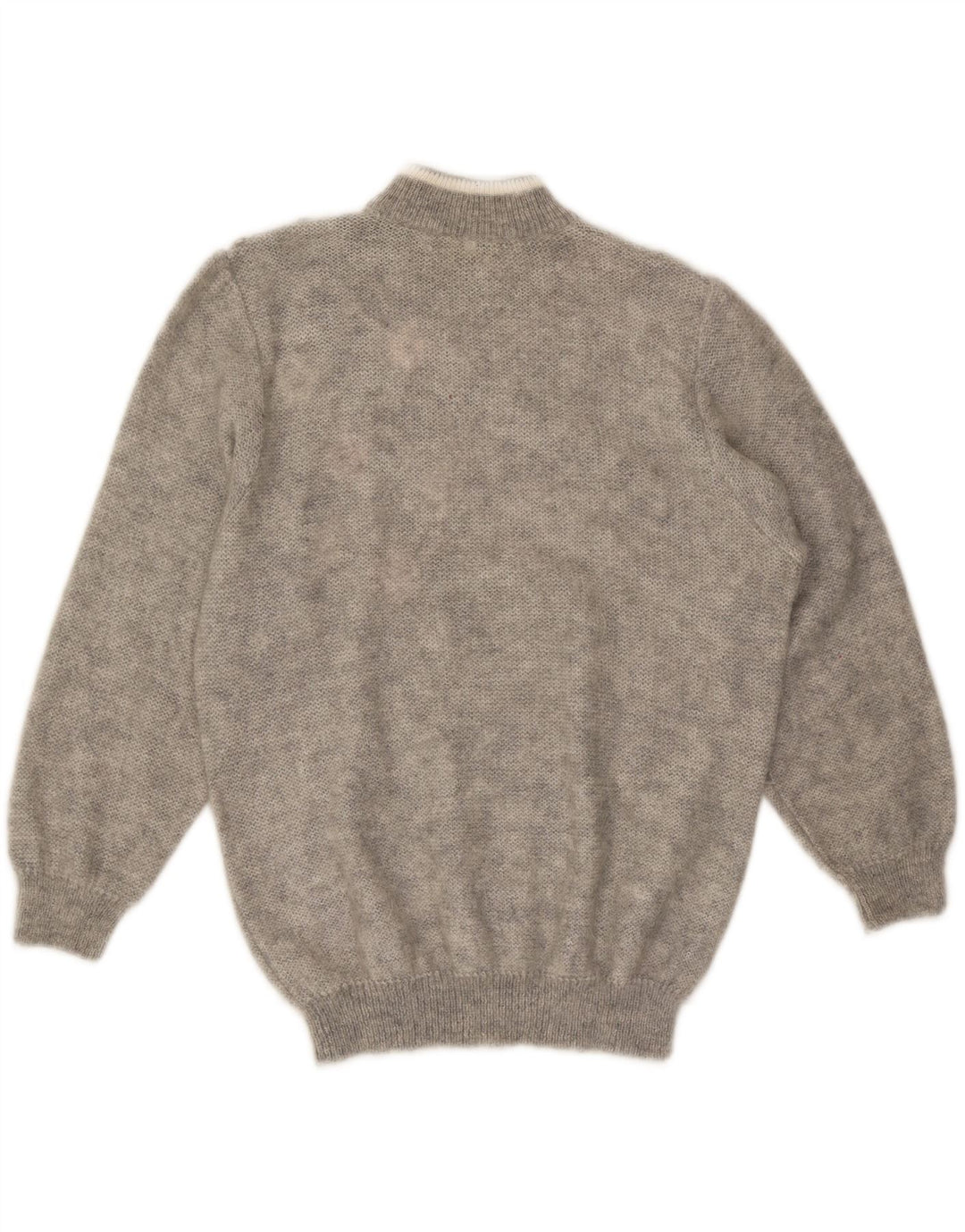 VINTAGE Womens Turtle Neck Jumper Sweater UK 18 XL Grey Floral Mohair