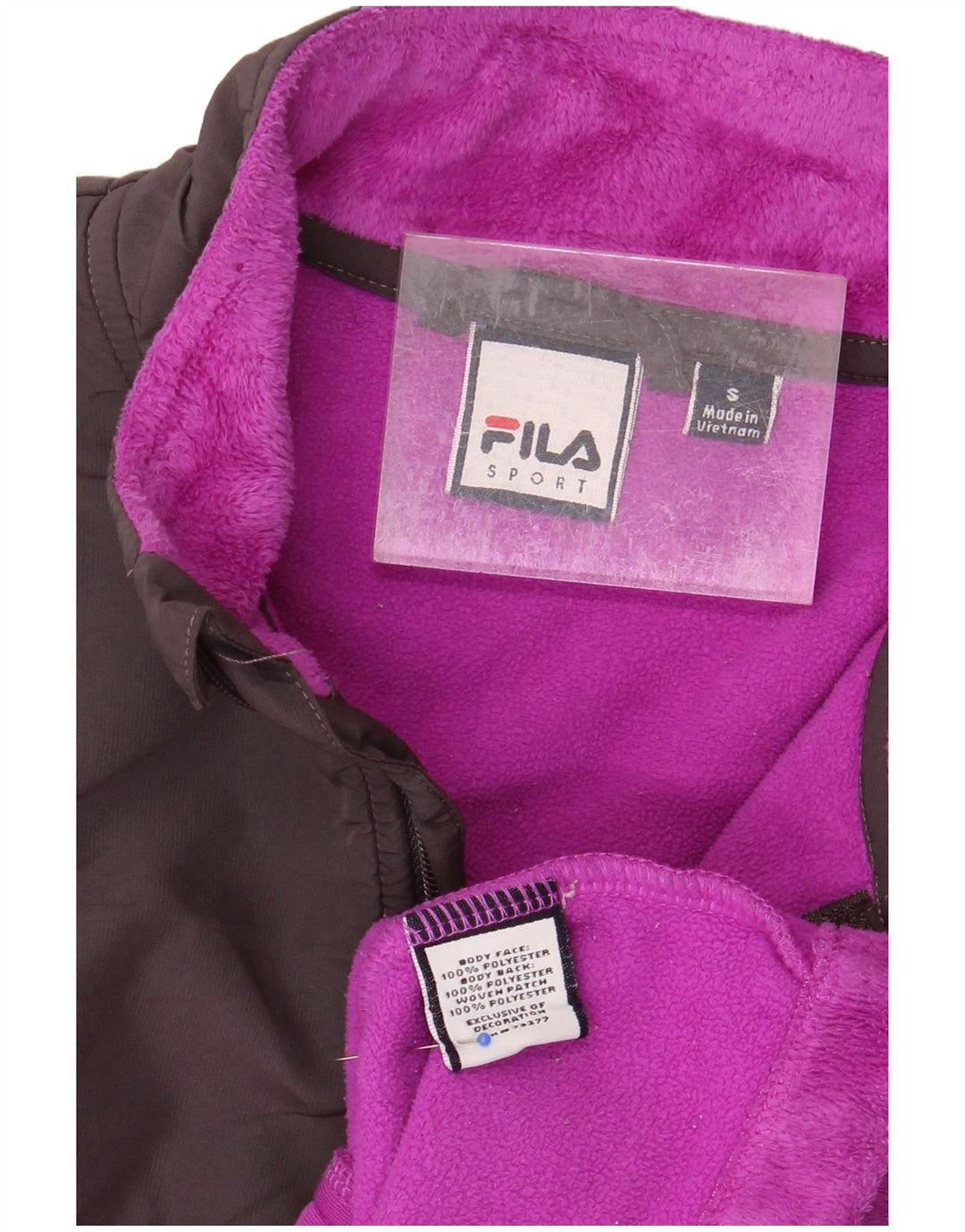 FILA Womens Fleece Jacket UK 10 Small Purple Colourblock Polyester