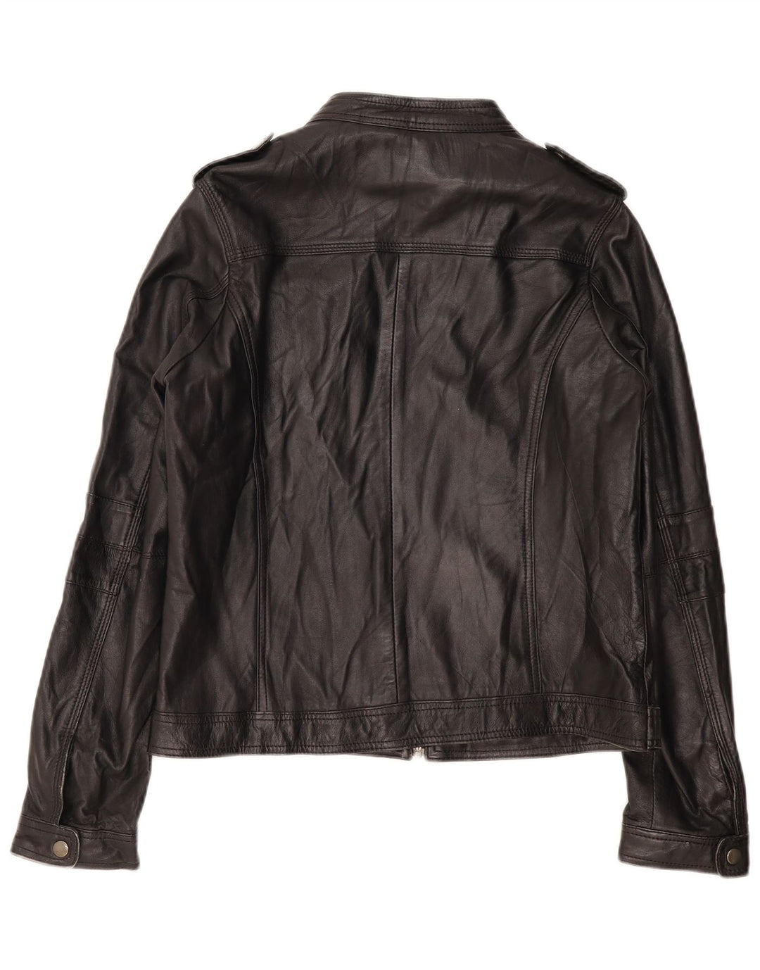 PIMKIE Womens Basic Leather Racer Jacket UK 16 Large  Black Leather