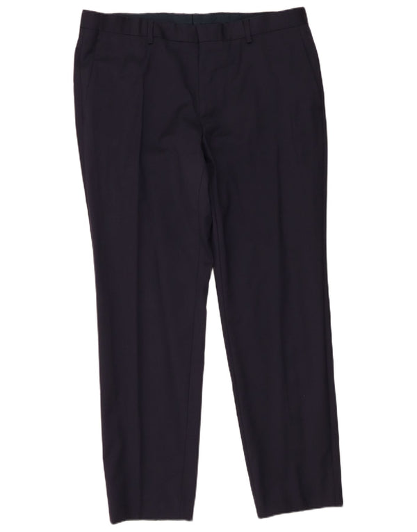 Hugo Boss Mens Slim Suit Trousers W36 L30 Navy Blue Wool