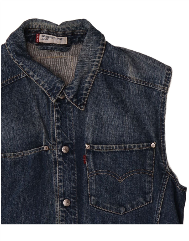 Levi's Mens Denim Gilet UK 40 Large Blue Cotton